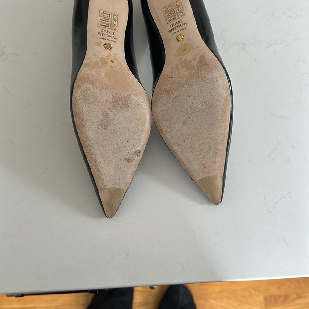 Stuart Weitzman 75mm Pointed Toe Pump - Black Kid - Size 38/7.5 - Picture 11 of 14